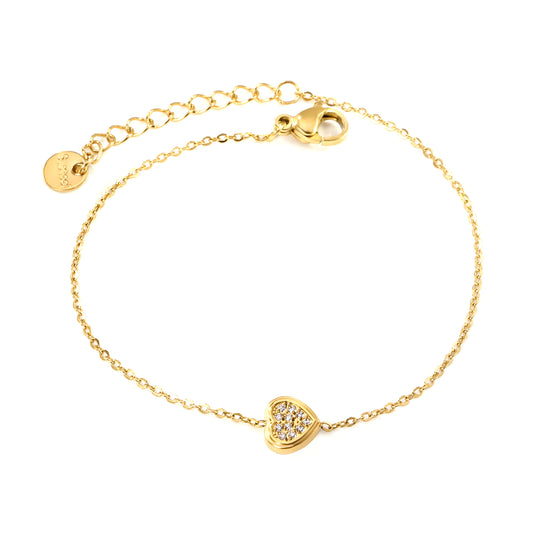 Wholesale 18K Gold Plated Textured Diamond Bracelet Circular Pendant Delicate Chain Modern Artisan Craft