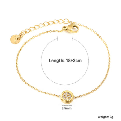 Wholesale 18K Gold Plated Circle Diamond Bracelet Precision Halo Setting Delicate Chain Minimalist Luxury