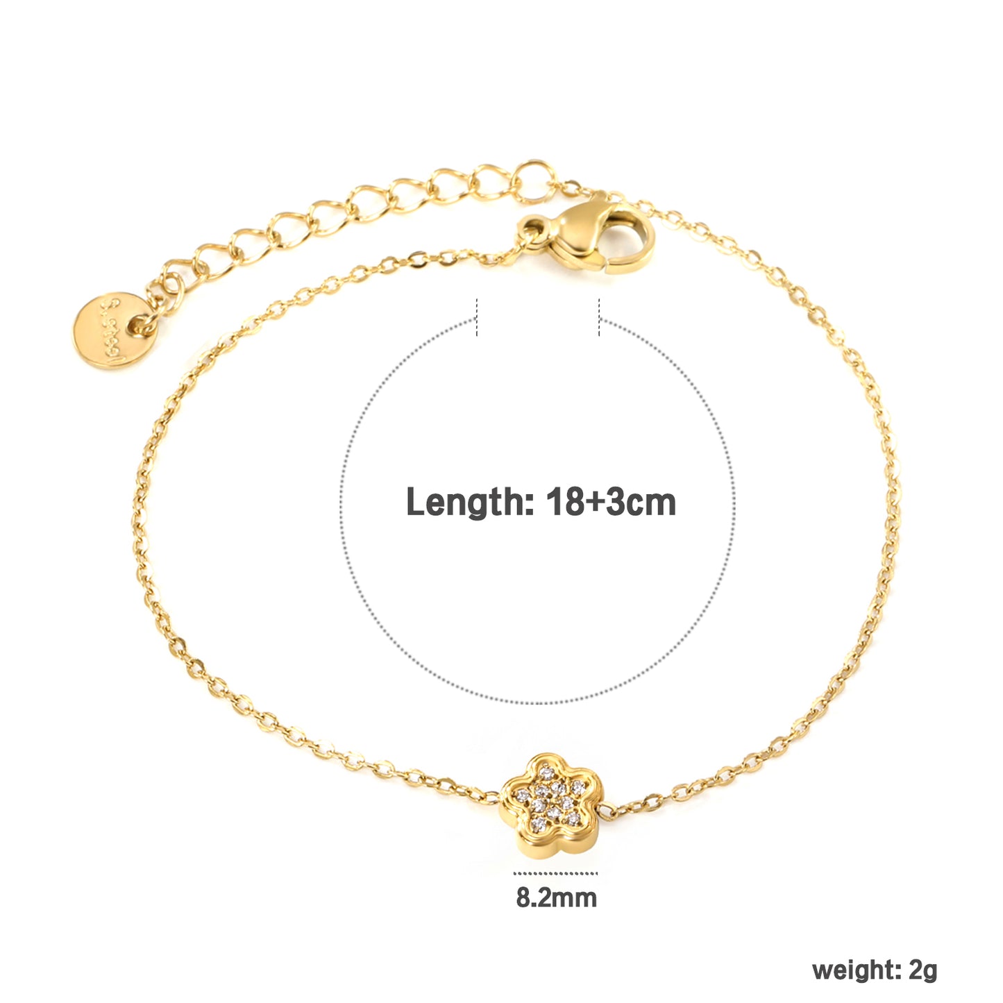 Wholesale 18K Gold Plated Floral Diamond Bracelet Blossom Setting Delicate Chain Botanical Luxury Art