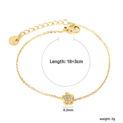 Wholesale 18K Gold Plated Floral Diamond Bracelet Blossom Setting Delicate Chain Botanical Luxury Art