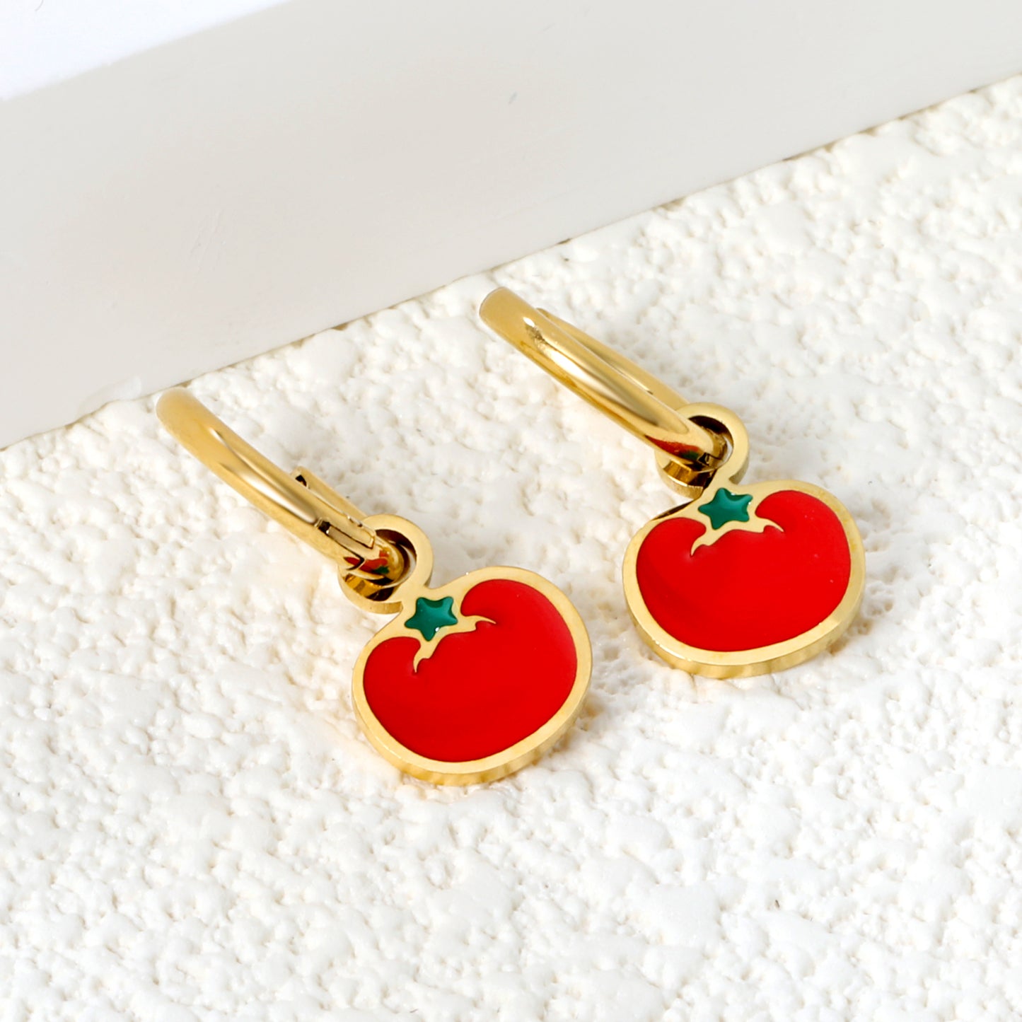 Bulk 18K Gold Tomato - design Hoop Earrings SGS Certified