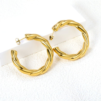 Wholesale Twisted - texture Gold Hoop Earrings for Jewelry Retailers