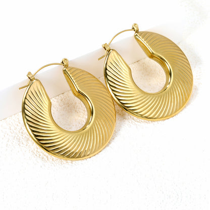 Wholesale Modern Striped - Texture Gold Hoop Earrings for Fashion Distributors