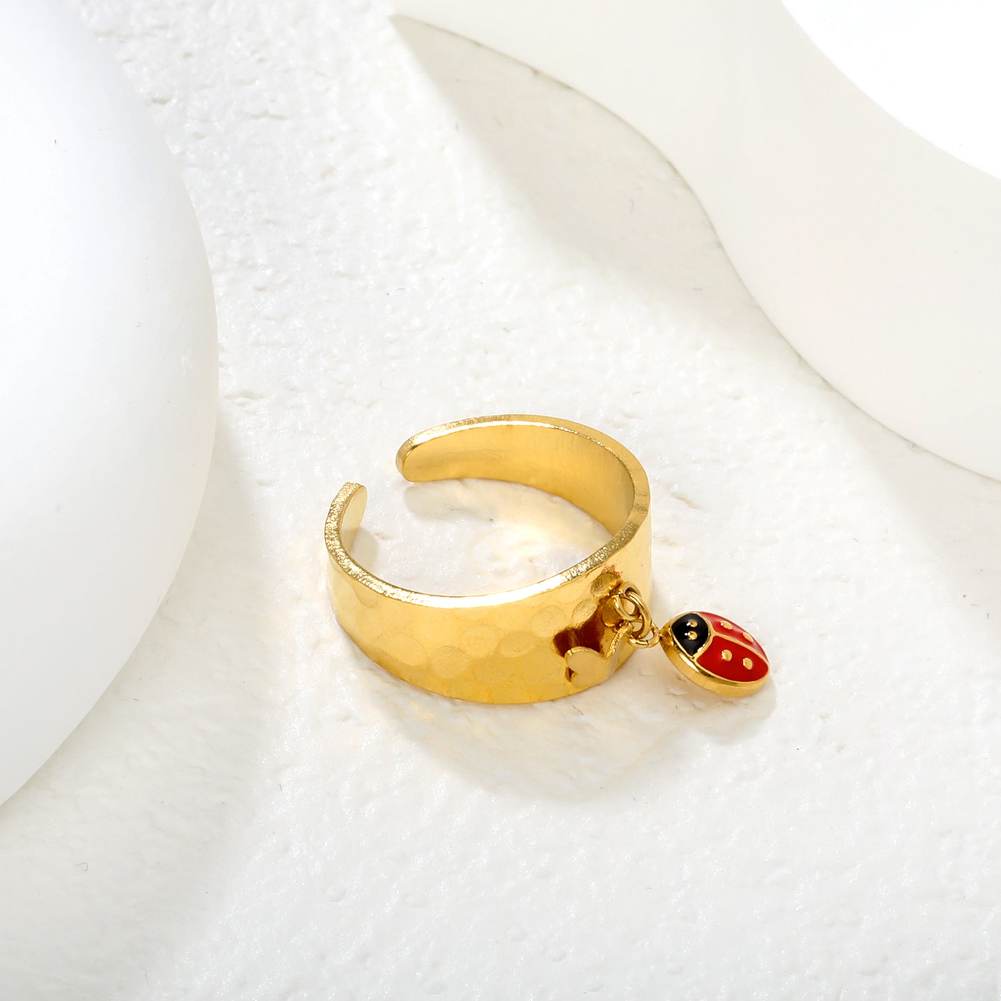 Wholesale Waterproof PVD Gold 9.4mm Butterfly Open Ring