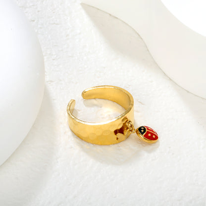 Wholesale Waterproof PVD Gold 9.4mm Butterfly Open Ring
