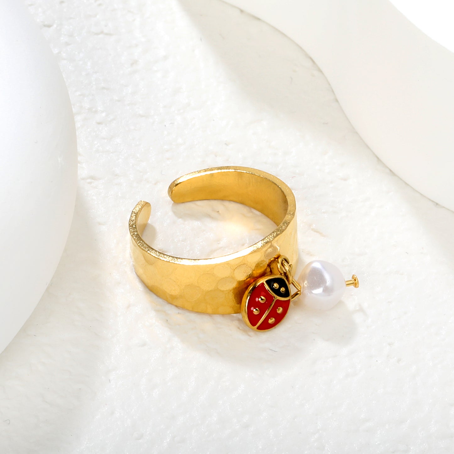 Wholesale Waterproof PVD Gold 9.4mm Butterfly Open Ring