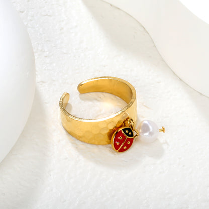 Wholesale Waterproof PVD Gold 9.4mm Butterfly Open Ring