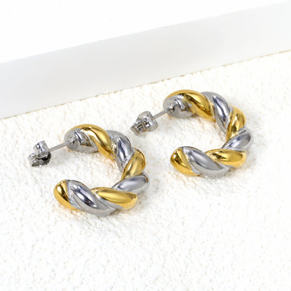 Bulk Two Tone Twisted Earrings Versatile Style