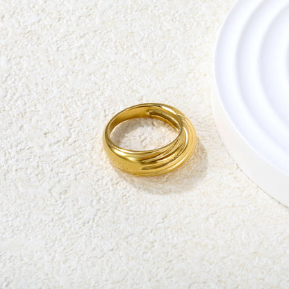 Wholesale 18K Gold Plated Multi-Wire Twist Ring Parallel Lines Textured Detail Light Luxury