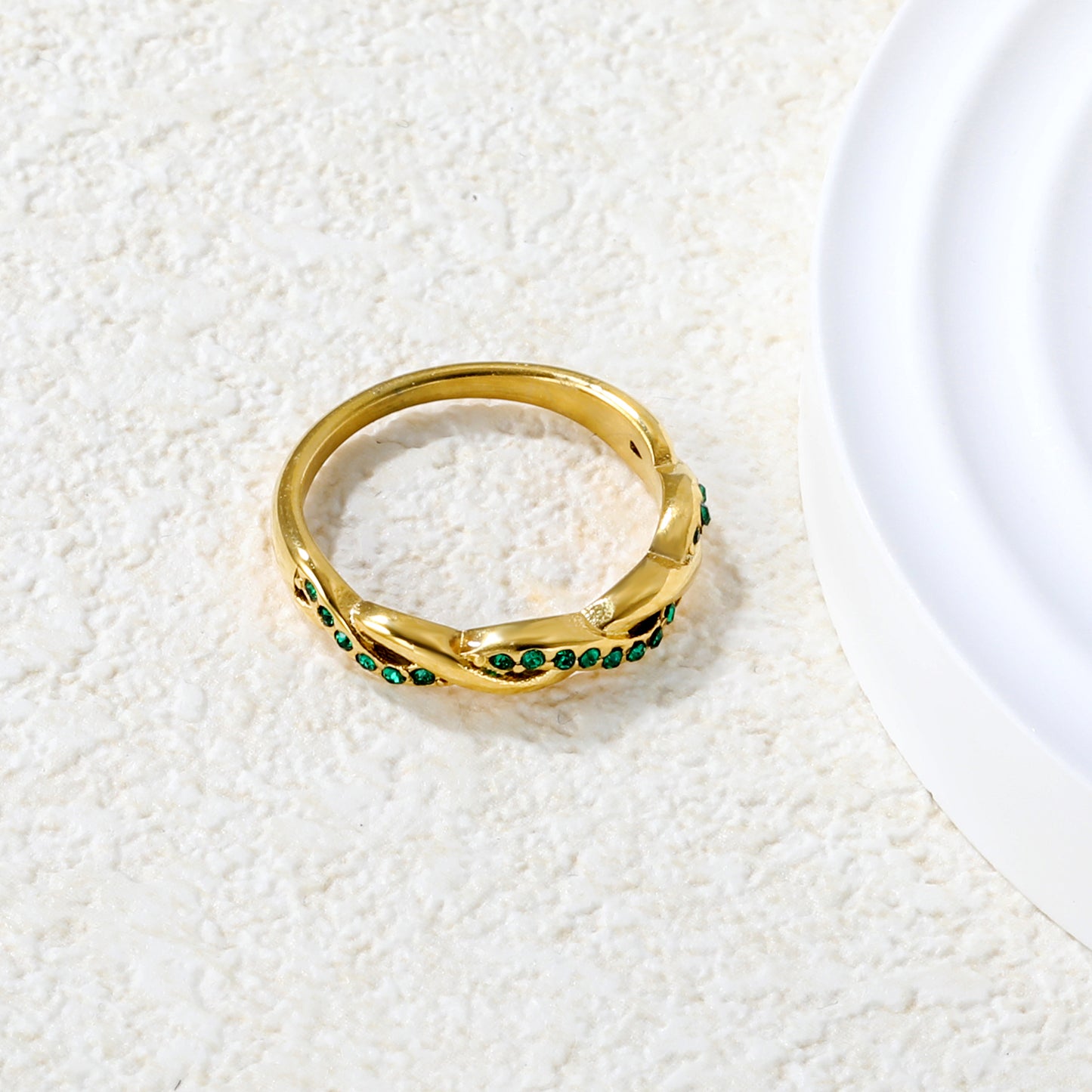 Wholesale 18K Gold Plated Twisted Band Ring Diamond & Gemstone Options Multi-Color Festival Luxury