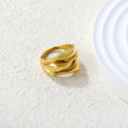 Bulk 18K Gold Plated Natural Wave Textured Ring