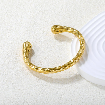 Bulk 18K Gold Plated Artisanal Hammered Drop Bangle Bracelet