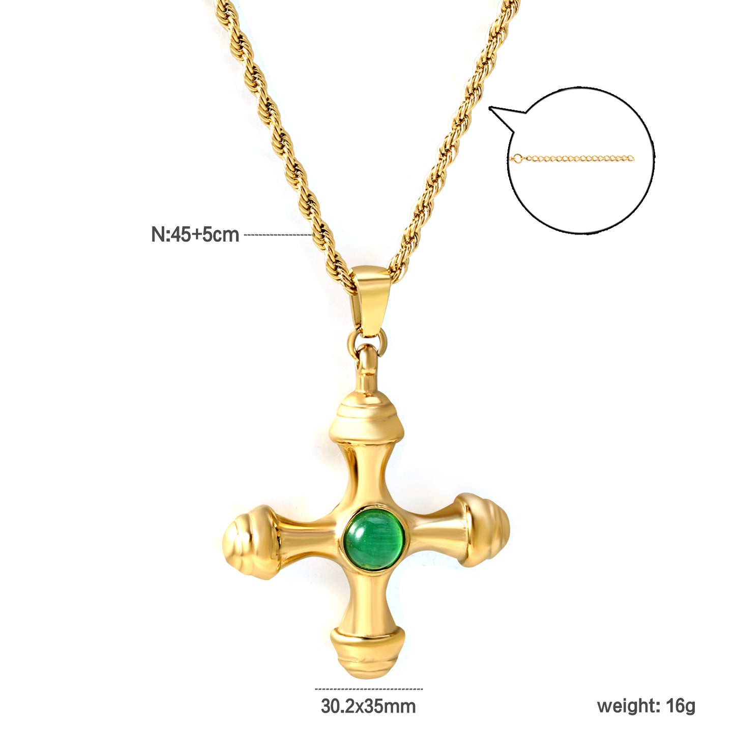 Wholesale Gold Tone Cross Pendant Necklace with Gemstones Spiritual Style