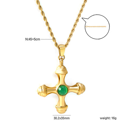 Wholesale Gold Tone Cross Pendant Necklace with Gemstones Spiritual Style