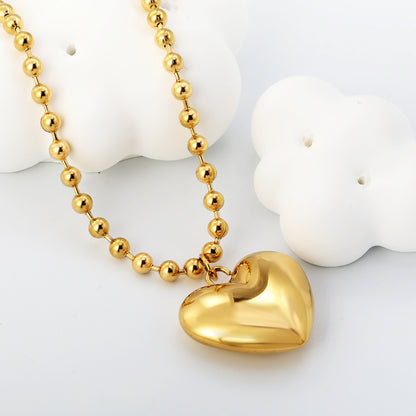 Bulk Stainless Steel Gold Heart Pendant Necklace Sweet Style