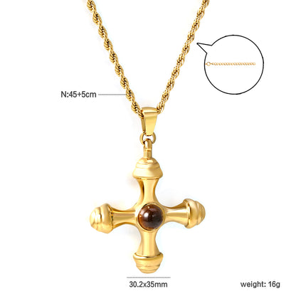 Wholesale Gold Tone Cross Pendant Necklace with Gemstones Spiritual Style