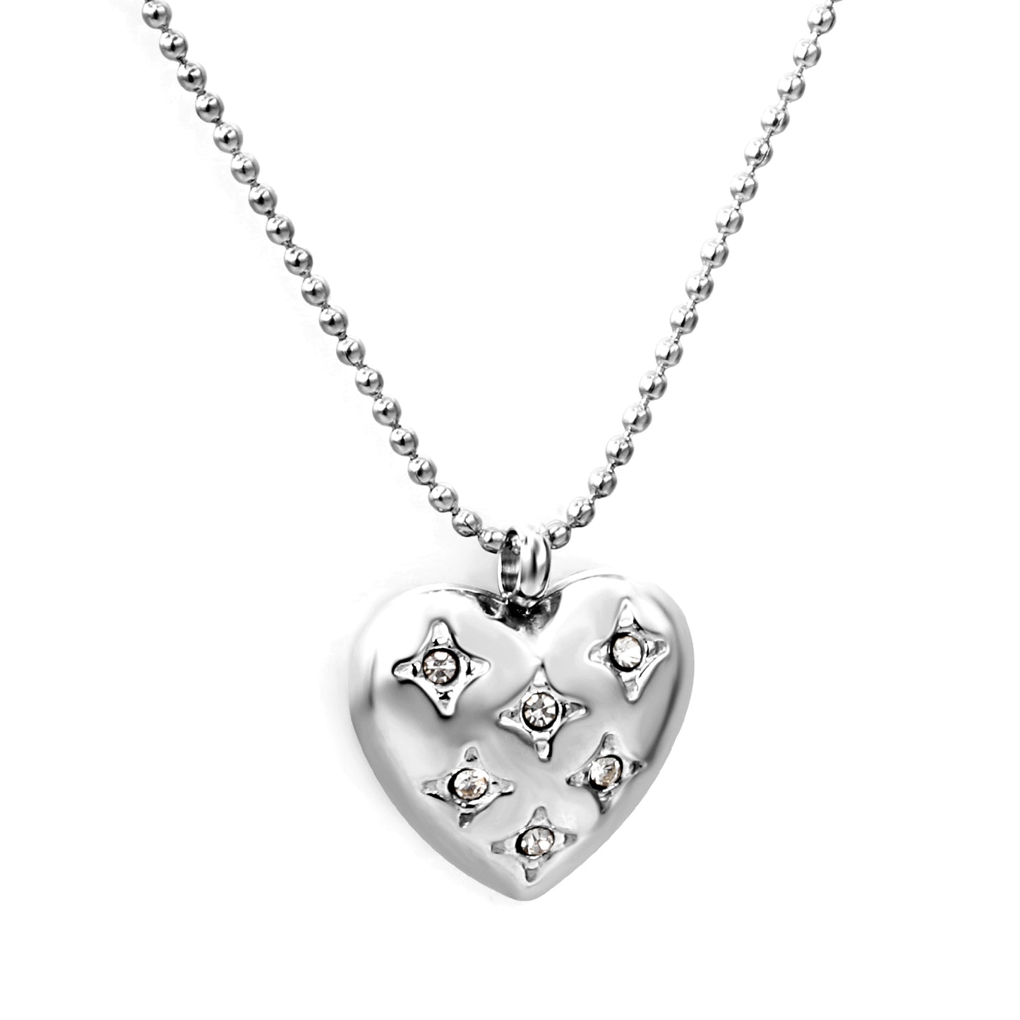 Bulk Stainless Steel Gold Heart with Zircon Necklace Romantic Style