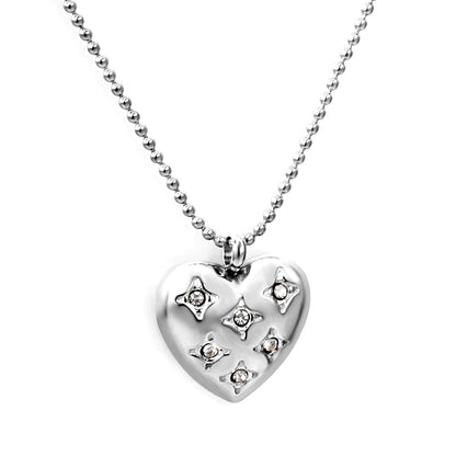 Bulk Stainless Steel Gold Heart with Zircon Necklace Romantic Style