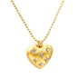 Bulk Stainless Steel Gold Heart with Zircon Necklace Romantic Style
