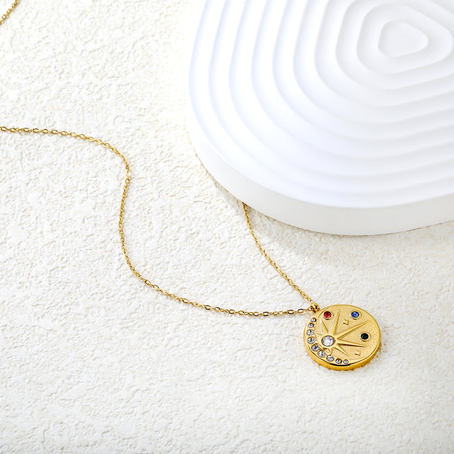 Wholesale 18K Gold Plated Sunburst Multi-Gemstone Necklace Colorful Diamonds Festival Luxury
