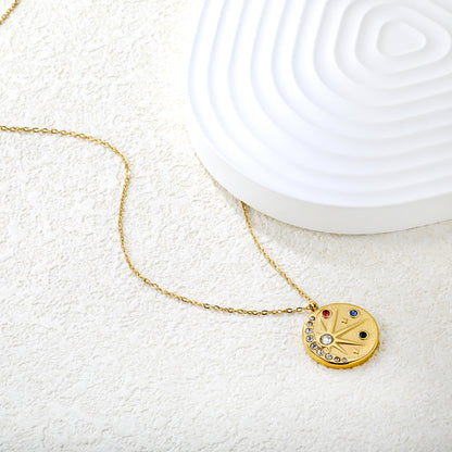 Wholesale 18K Gold Plated Sunburst Multi-Gemstone Necklace Colorful Diamonds Festival Luxury