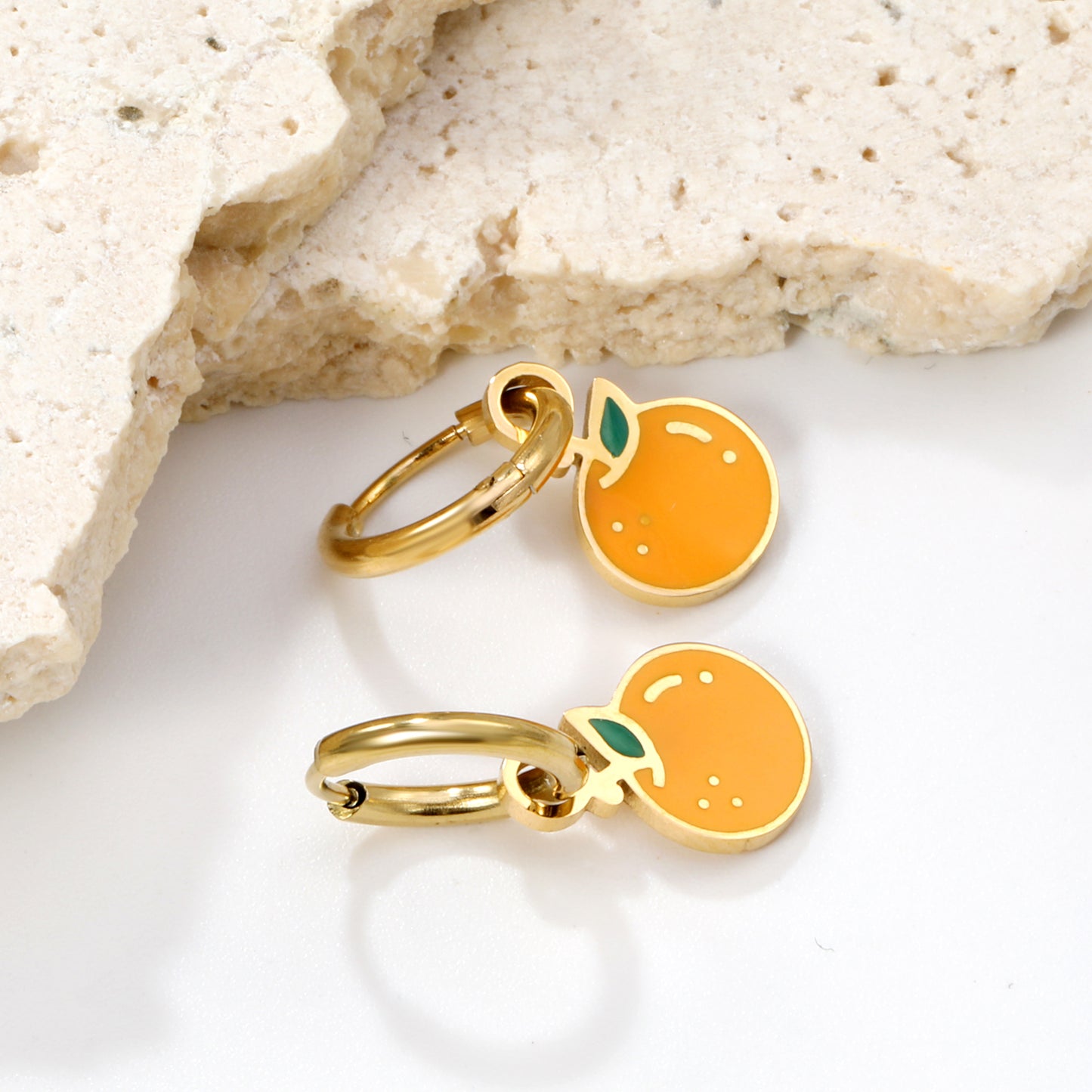 Bulk 18K Gold Orange - shape Hoop Earrings