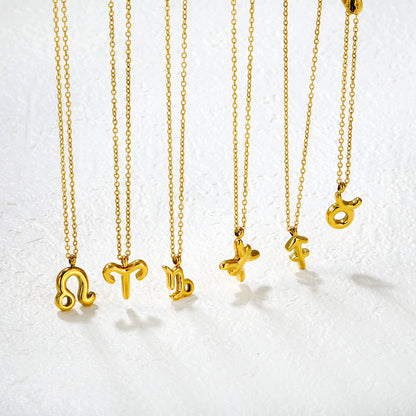 Wholesale 18K Gold Plated Zodiac Sign Necklace Astrological Symbol Pendant Delicate Chain Celestial Luxury