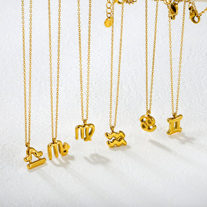 Wholesale 18K Gold Plated Zodiac Sign Necklace Astrological Symbol Pendant Delicate Chain Celestial Luxury