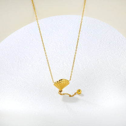 Wholesale 18K Gold Plated Fan Y-Drop Necklace Openwork Design Natural Theme Light Luxury