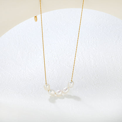 Wholesale 18K Gold Plated Pearl Strand Necklace Irregular White Pearls Natural Luster Light Luxury