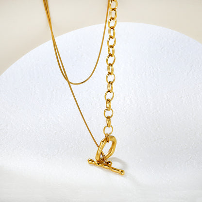 Bulk 18K Gold Plated Luxe Drop & Oval Pearl Snake Chain Necklace