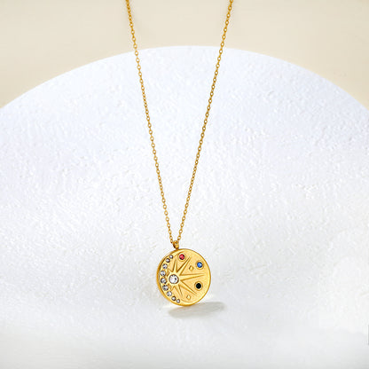 Wholesale 18K Gold Plated Sunburst Multi-Gemstone Necklace Colorful Diamonds Festival Luxury