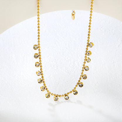 Wholesale Stainless Steel Contemporary Zircon Bead Chain Necklace