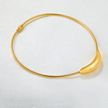 Wholesale 18K Gold Plated Wide U-Collar Necklace Contoured Design Minimalist Statement