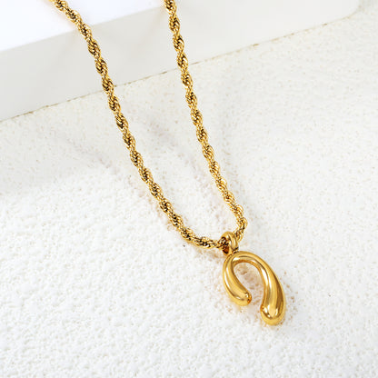 Wholesale stainless steel long and short n shape pendant necklace twist chain
