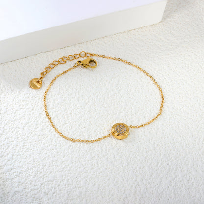Wholesale 18K Gold Plated Circle Diamond Bracelet Precision Halo Setting Delicate Chain Minimalist Luxury