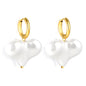 Wholesale Stainless Steel Circle with Heart White Pearl Earrings Simple Chic