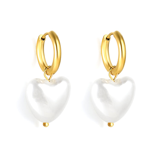 Wholesale Heart Pearl Hoop Earrings Elegant Charm