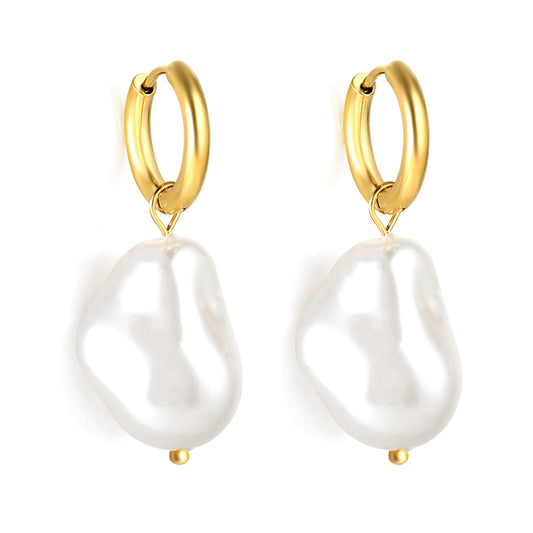 Wholesale Long Pearl Hoop Earrings Organic Aesthetic