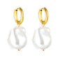 Wholesale Stainless Steel Circle with Shaped White Pearl Earrings Modern Aesthetic