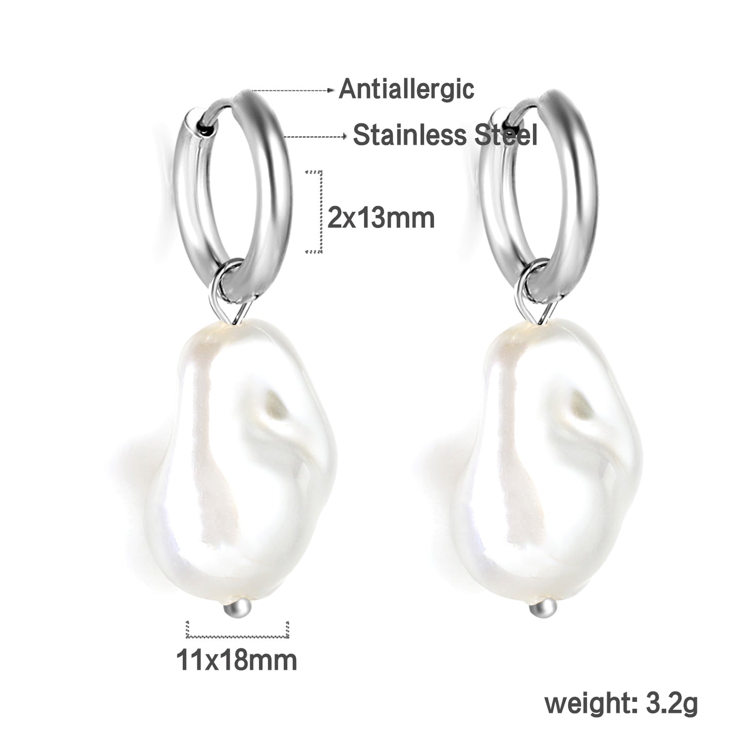 Bulk Irregular Pearl Hoop Earrings Minimalist Style