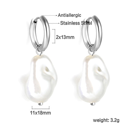 Bulk Irregular Pearl Hoop Earrings Minimalist Style