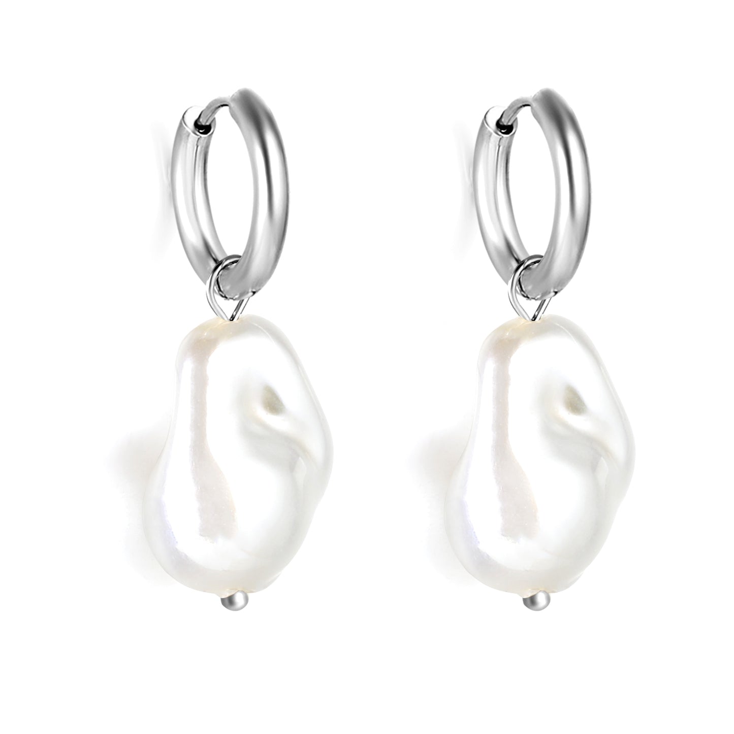 Bulk Irregular Pearl Hoop Earrings Minimalist Style