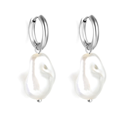 Bulk Irregular Pearl Hoop Earrings Minimalist Style