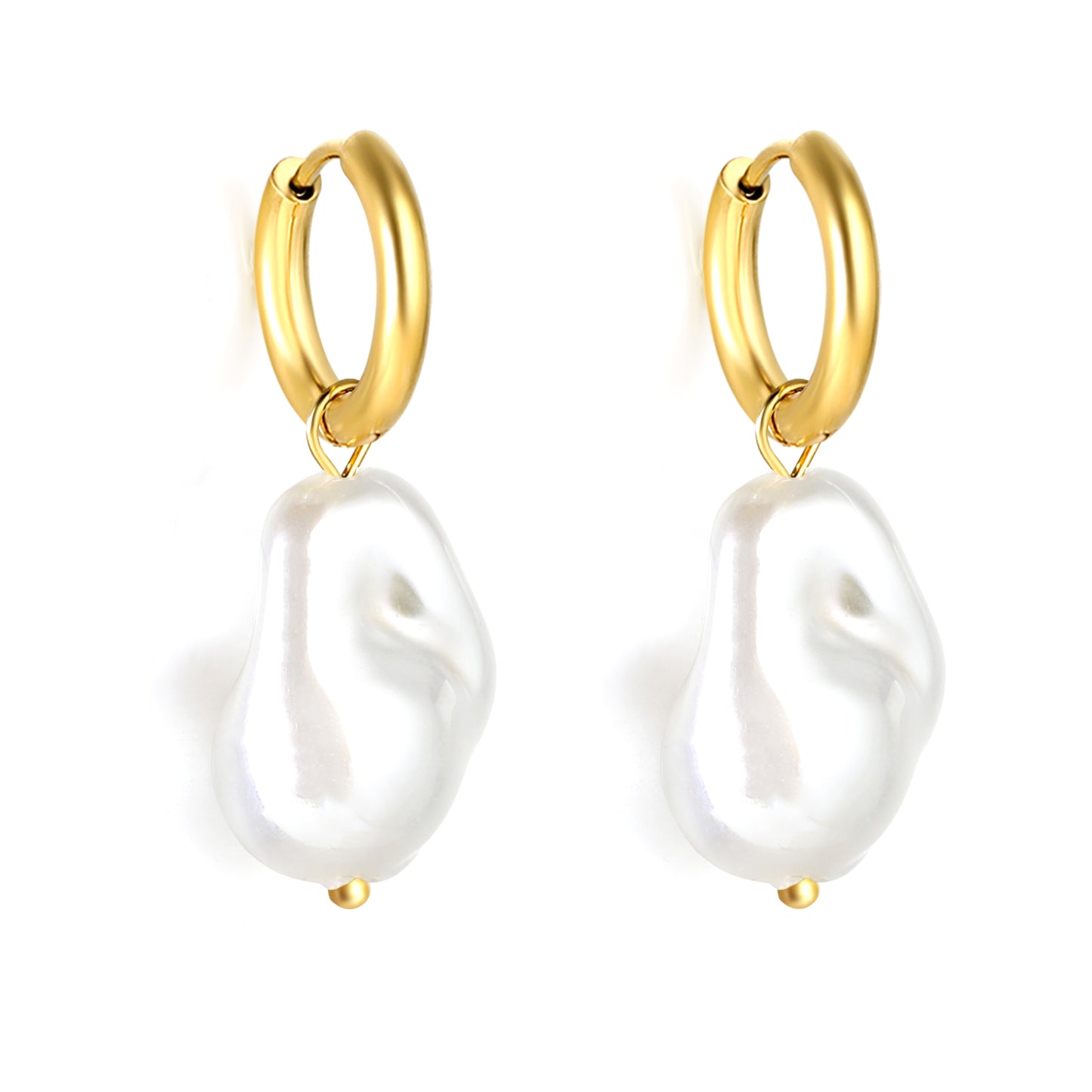 Bulk Irregular Pearl Hoop Earrings Minimalist Style