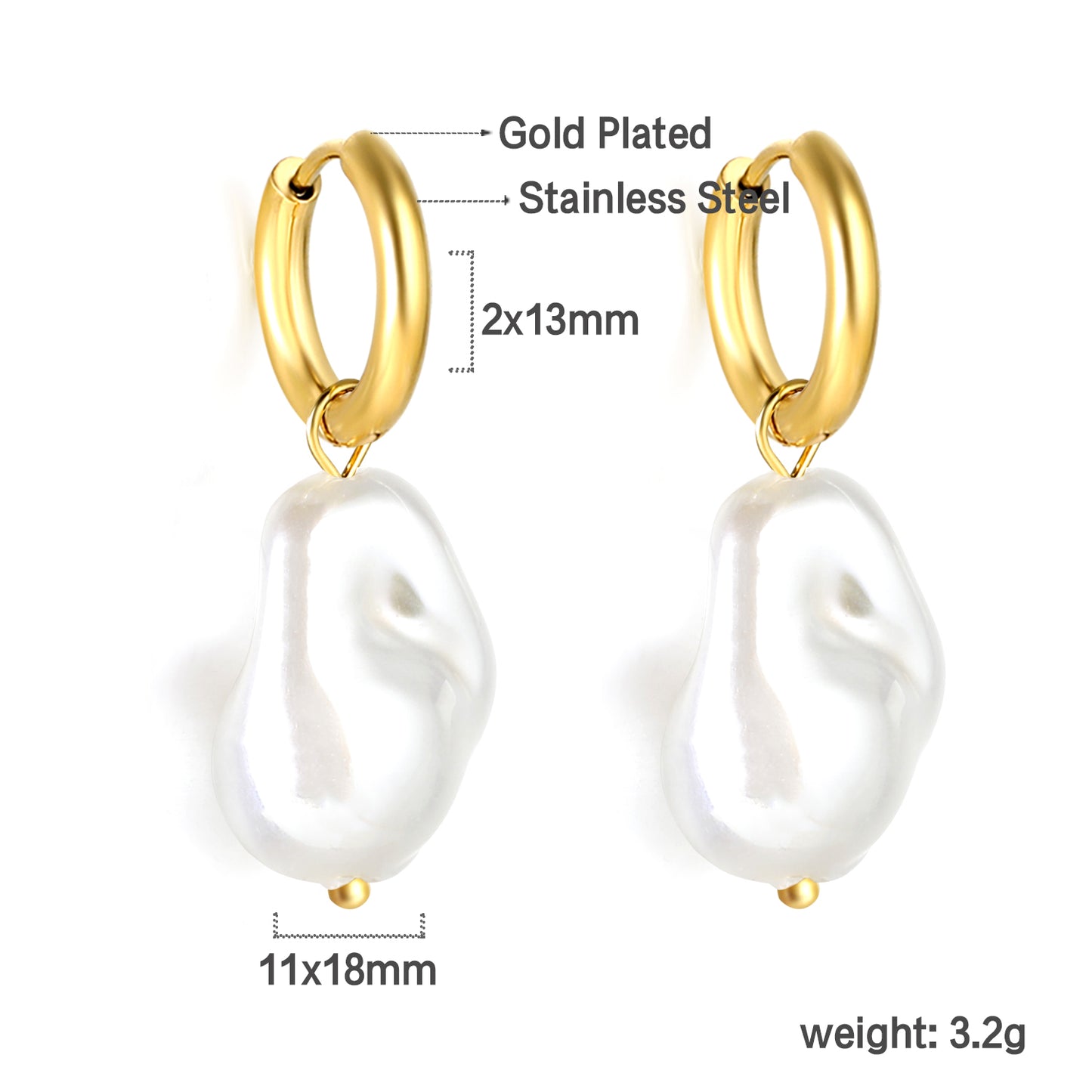 Bulk Irregular Pearl Hoop Earrings Minimalist Style
