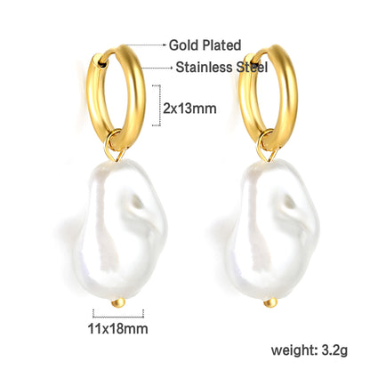 Bulk Irregular Pearl Hoop Earrings Minimalist Style