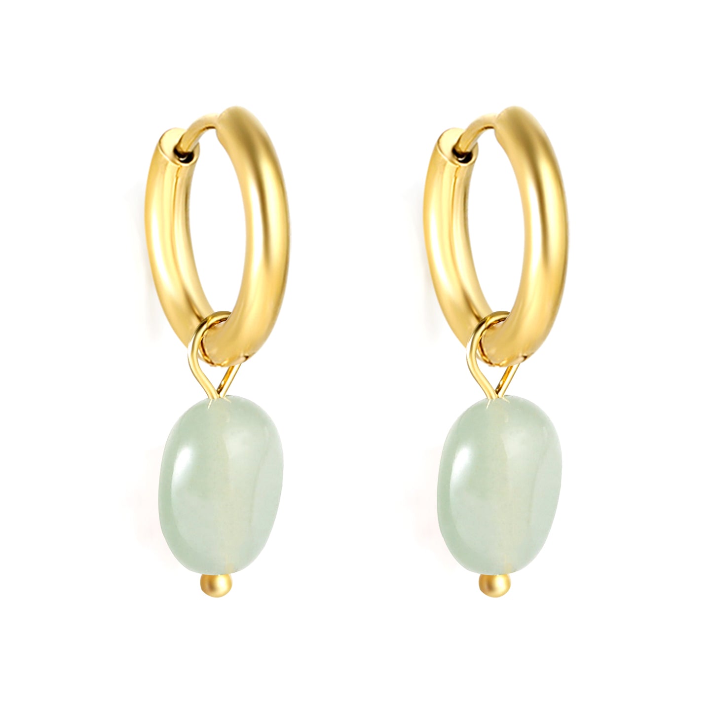 Bulk Green Gem Hoop Earrings Spring Freshness