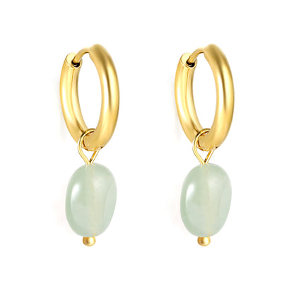 Bulk Green Gem Hoop Earrings Spring Freshness