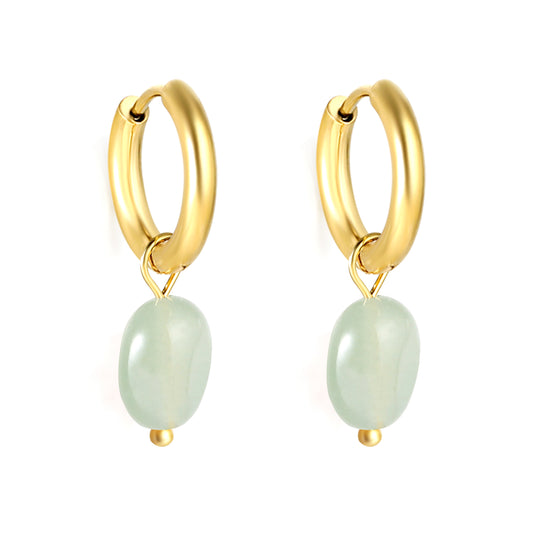 Bulk Green Gem Hoop Earrings Spring Freshness